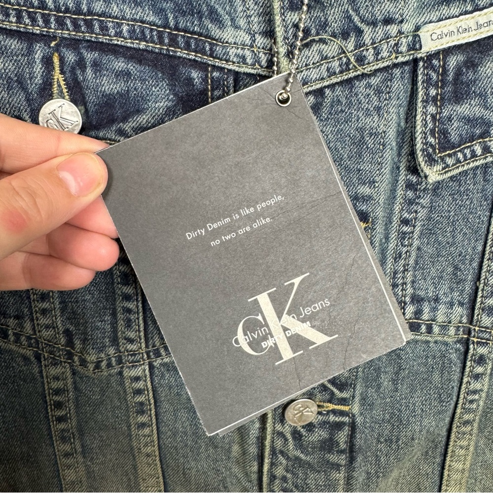 Vintage Calvin Klein Jeans Men's Dark Blue Denim Vest Dead Stock - Picture 5 of 13